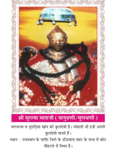 Kuldevi of Maheshwari surname Mandhanya